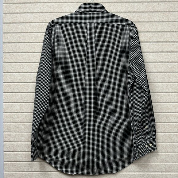 Ralph Lauren Black & White Gingham Plaid Custom Fit Button-Down Shirt 16 32/33 - Picture 4 of 9